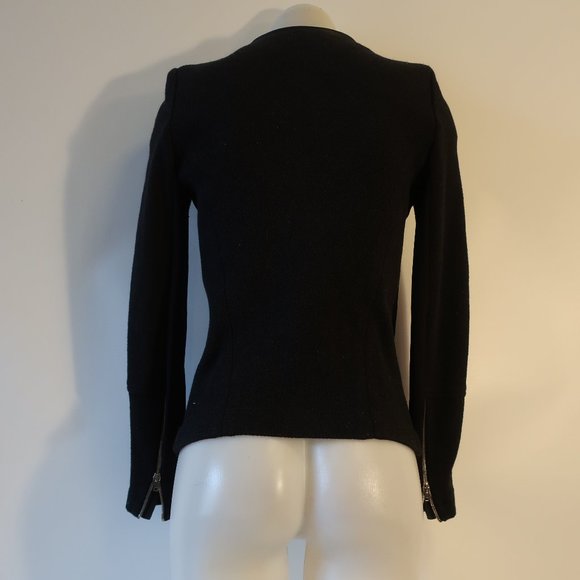 Womens Iro Clever Black Full Zip Knit Mixed Media Jacket 40 US/L * - Picture 12 of 14